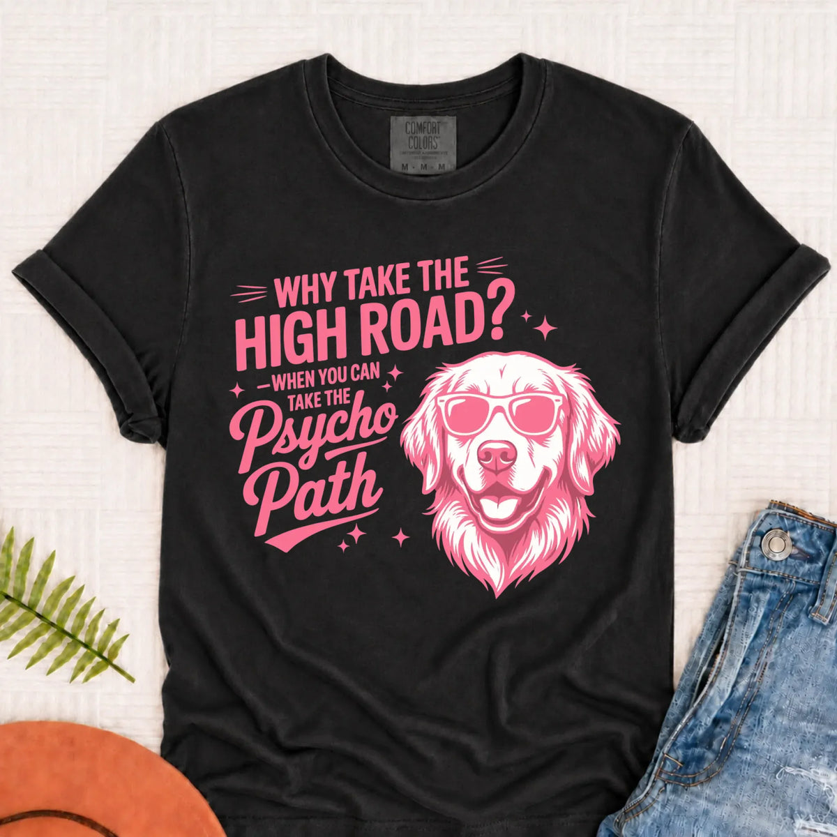 T-Shirt Graphite / S Custom Golden Retriever Psychopath Unisex Tshirt