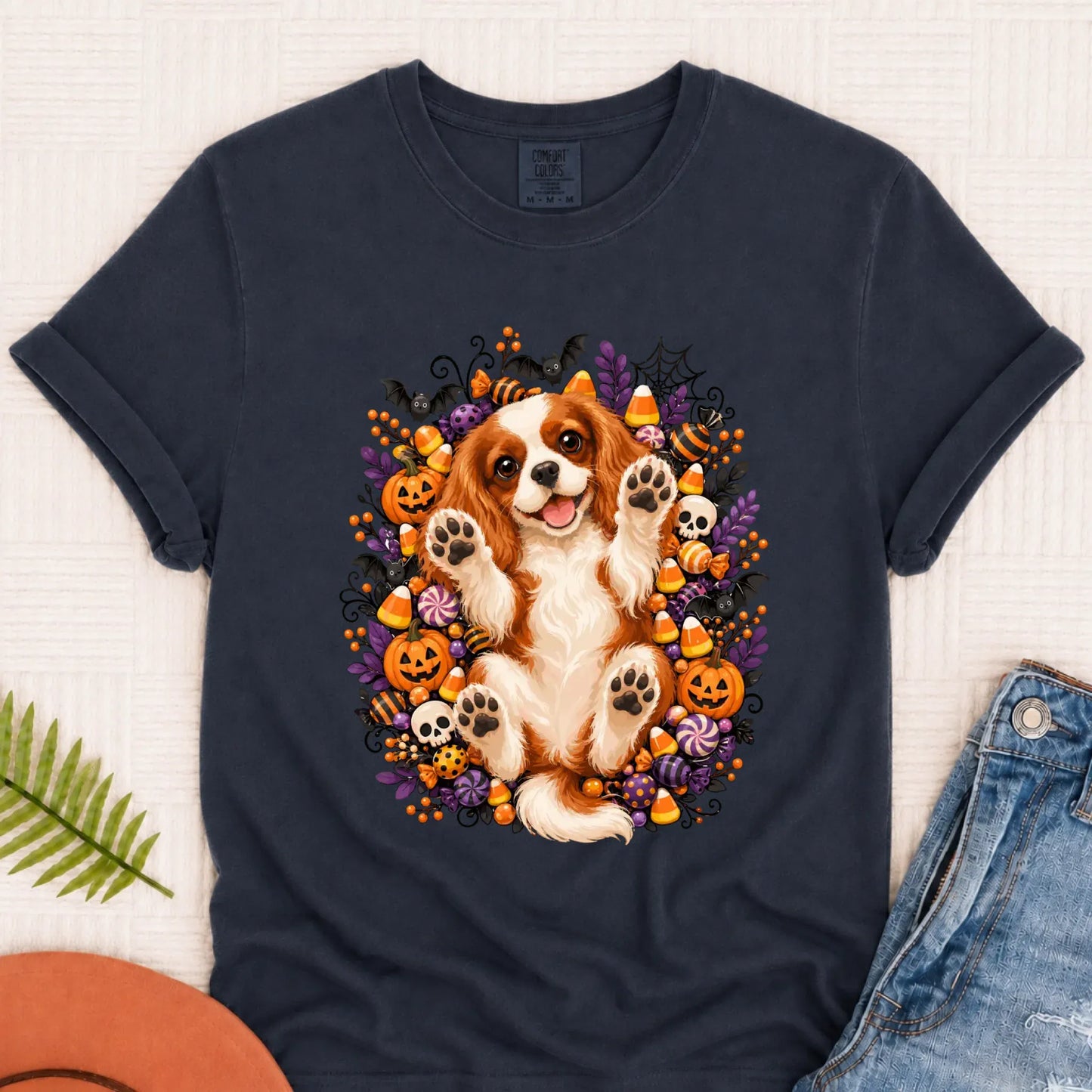 Custom Halloween Belly Rubs Unisex Tshirt Navy