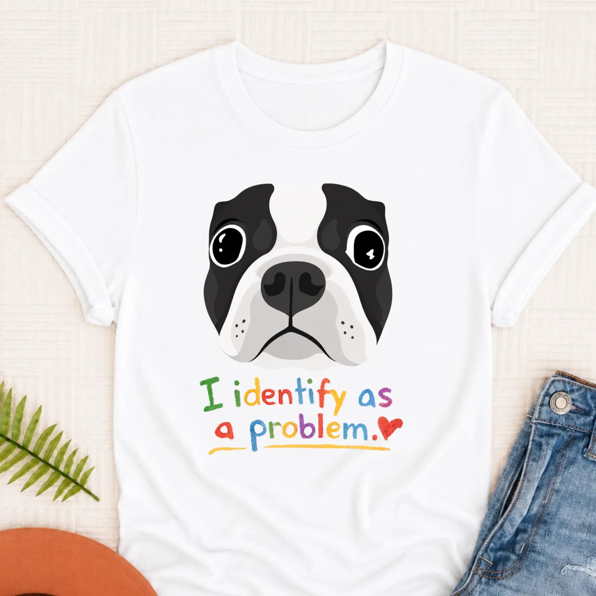 Custom Frenchie Problem Unisex Tshirt White