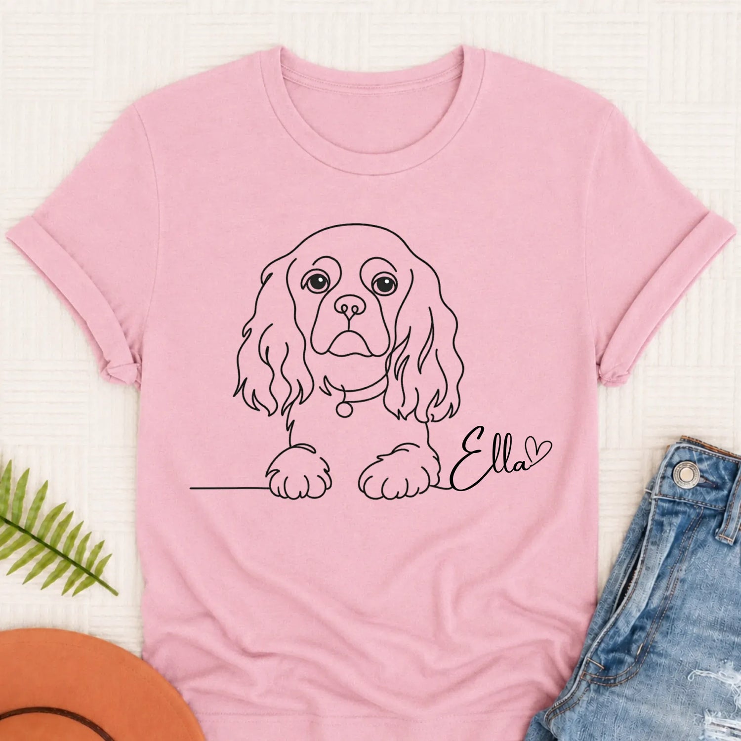 Custom King Charles Cavalier Name Unisex TShirt Blossom