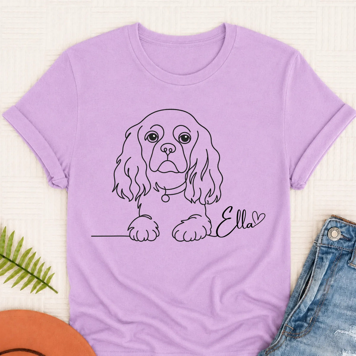Custom King Charles Cavalier Name Unisex TShirt Orchid