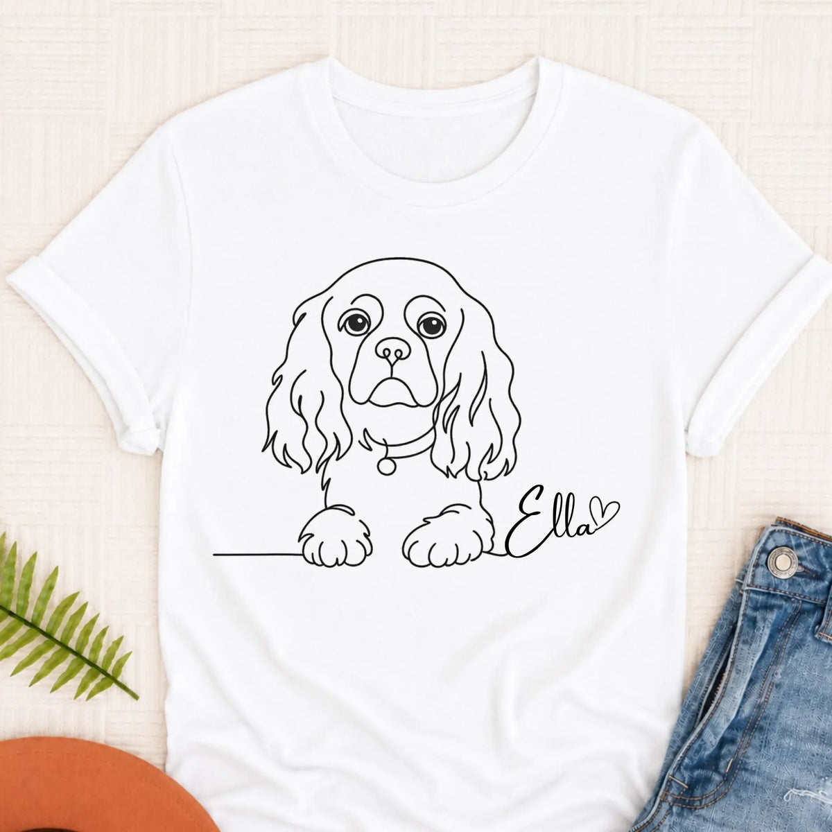 Custom King Charles Cavalier Name Unisex TShirt White