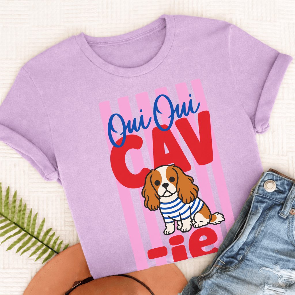 Custom King Charles Oui Oui Silhouette TShirt Comfort Colors Orchid