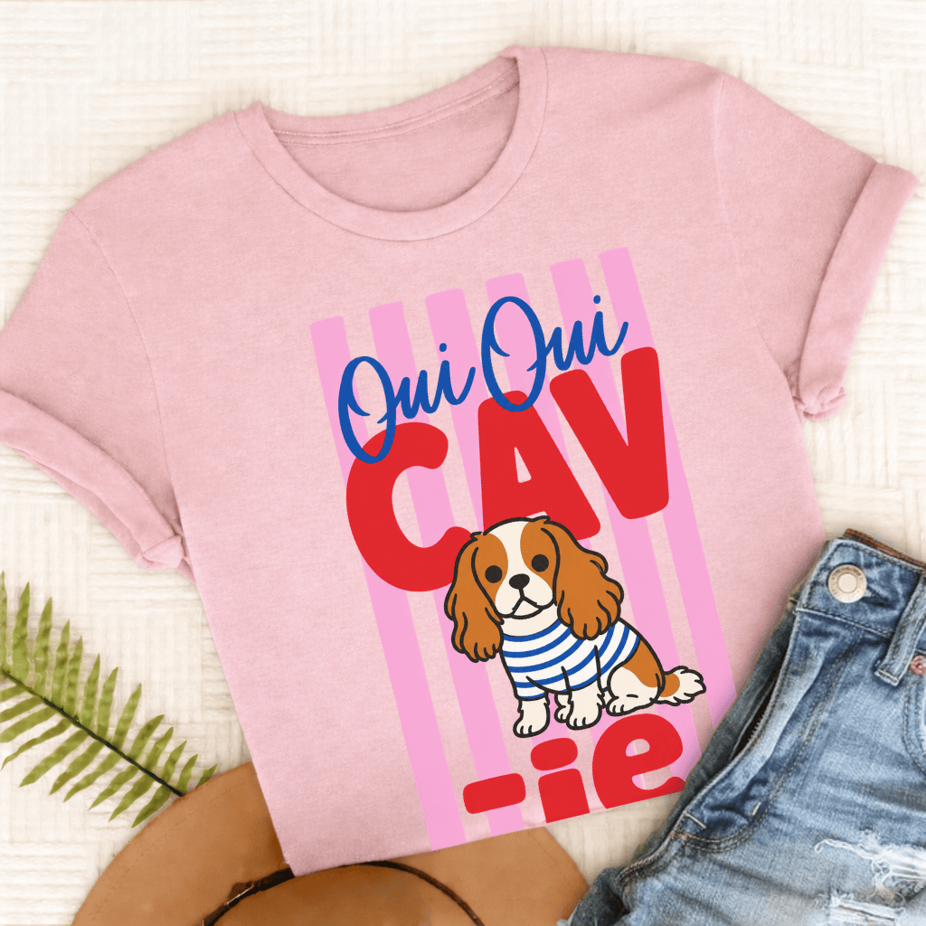 Custom King Charles Oui Oui Silhouette TShirt Comfort Colors Blossom