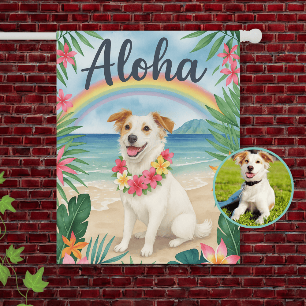 Custom Mutt Hawaii Garden Flag 24.5'' × 32''