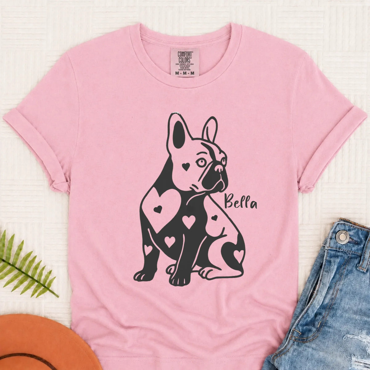 Custom Name French Bulldog Heart Dog TShirt Blossom
