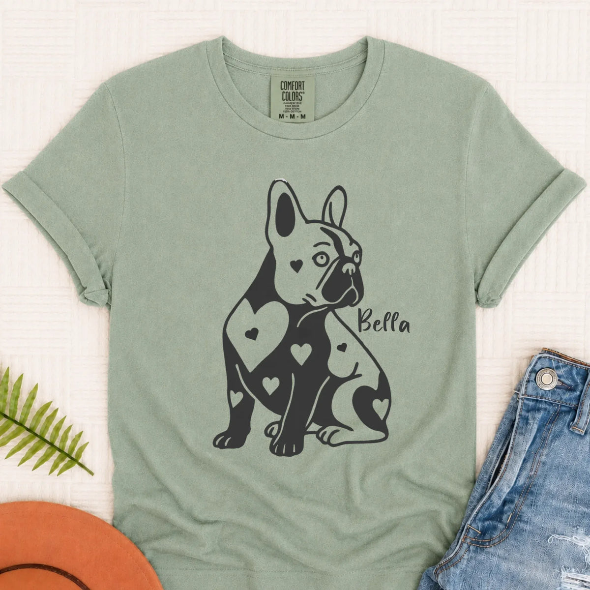 Custom Name French Bulldog Heart Dog TShirt Bay