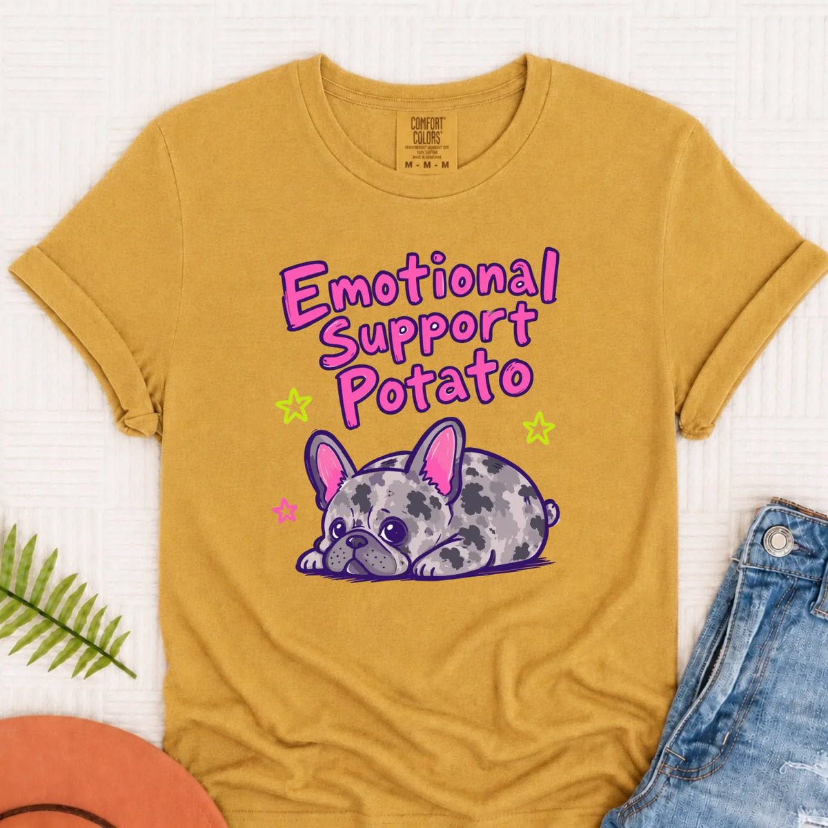 Custom Neon Funny Potato Unisex Tshirt Mustard