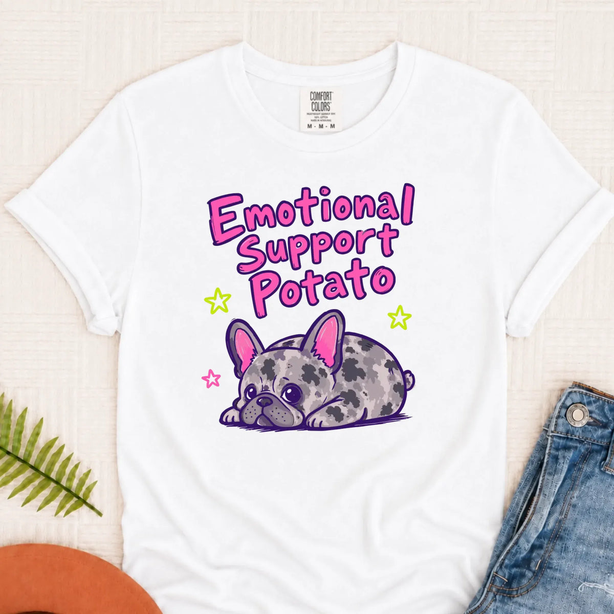 Custom Neon Funny Potato Unisex Tshirt White
