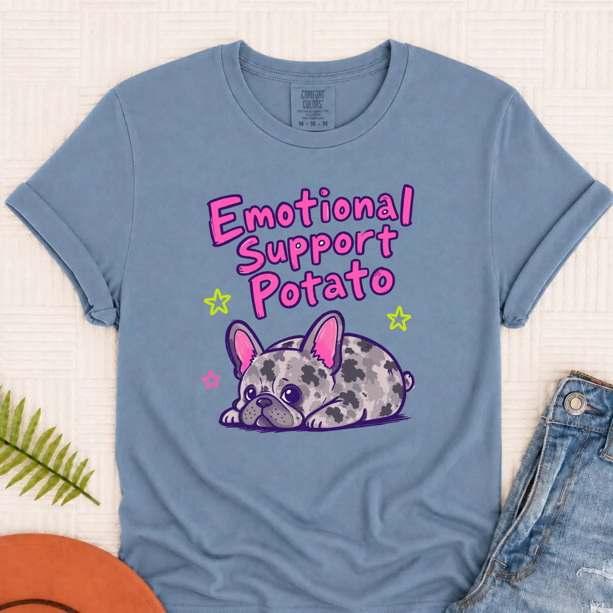 Custom Neon Funny Potato Unisex Tshirt Blue Jean