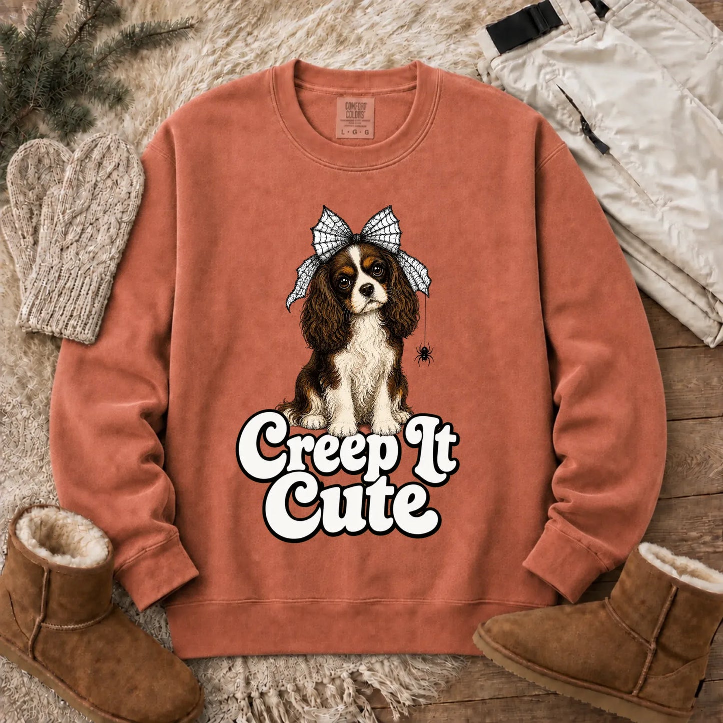 Custom Spiderweb Bow Halloween Unisex Sweatshirt Terracotta