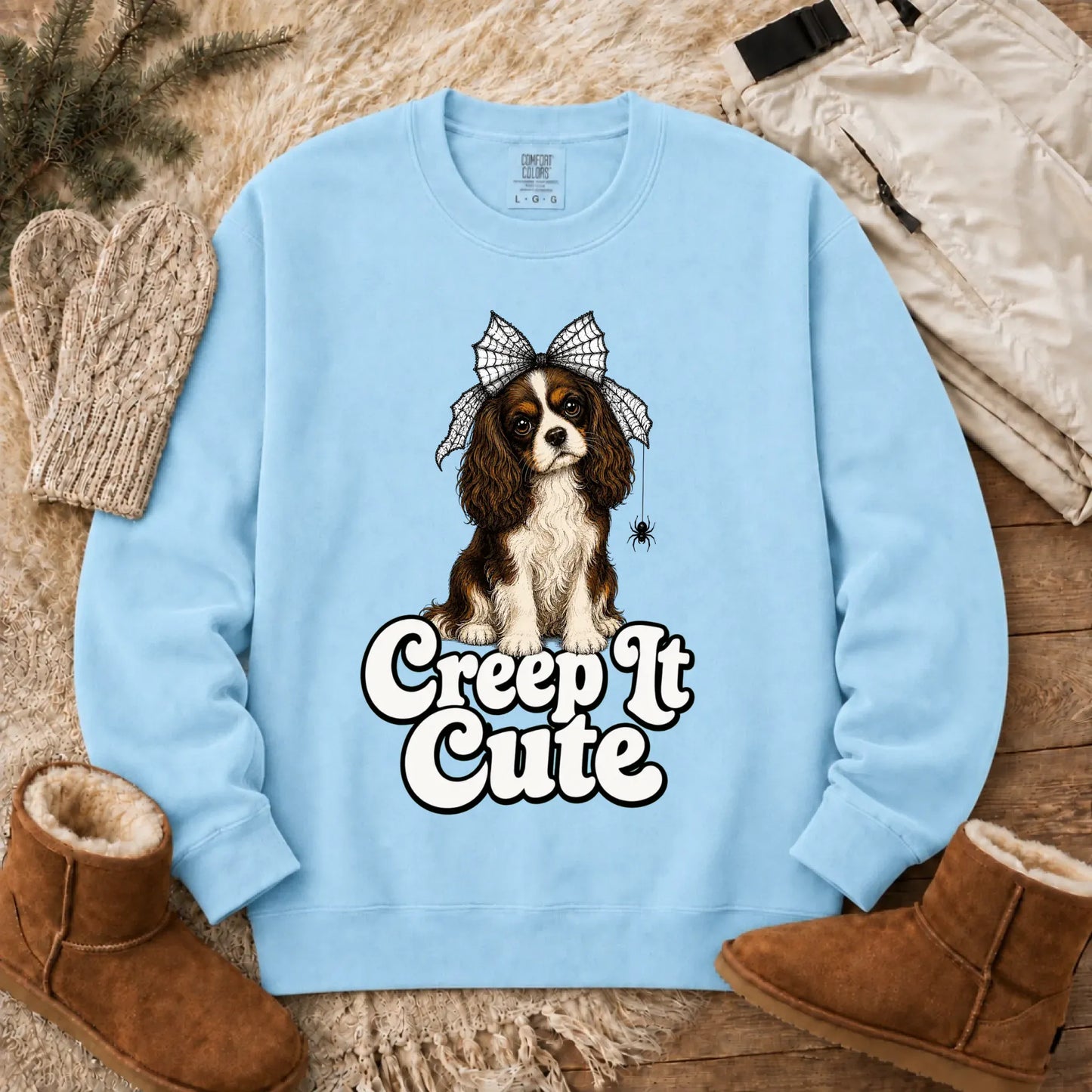 Custom Spiderweb Bow Halloween Unisex Sweatshirt Chambray