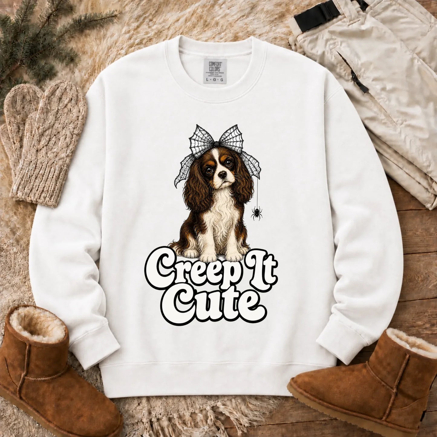 Custom Spiderweb Bow Halloween Unisex Sweatshirt White