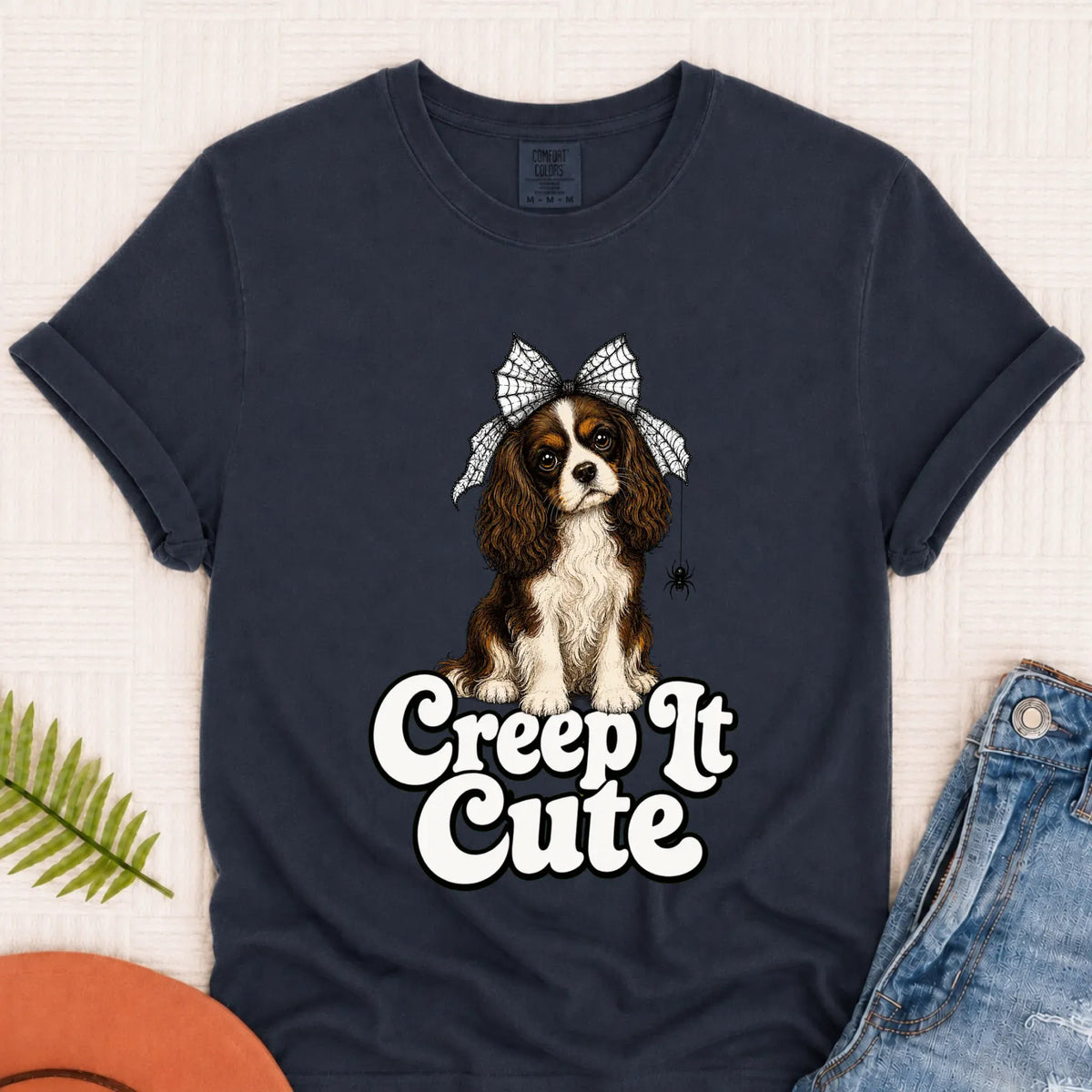 Custom Cavalier Cute Halloween Unisex Tshirt Navy