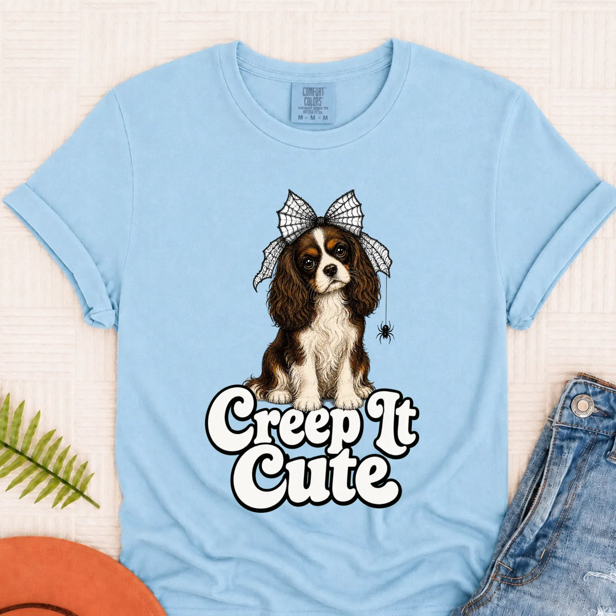 Custom Cavalier Cute Halloween Unisex Tshirt Chambray