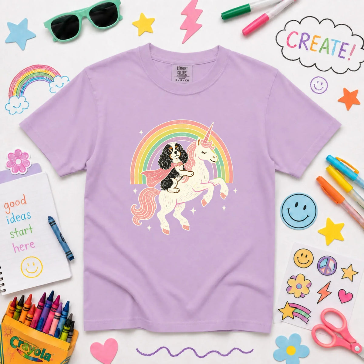 Custom YOUTH Cavalier Unicorn Rainbow Unisex TShirt NEW Youth Midweight Tee Orchid