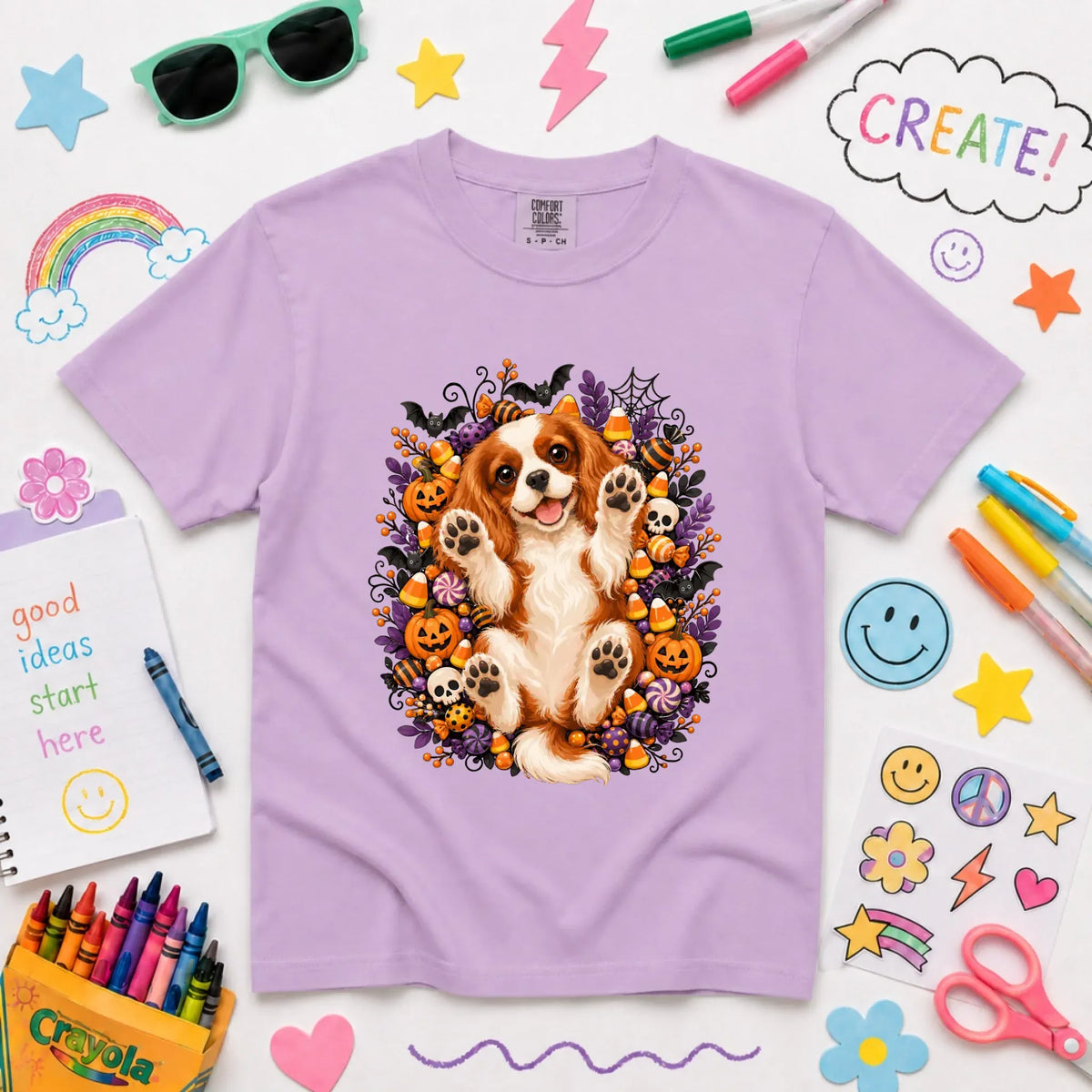 Custom YOUTH Halloween Cavalier Belly Rubs Unisex Tshirt NEW Youth Midweight Tee Orchid