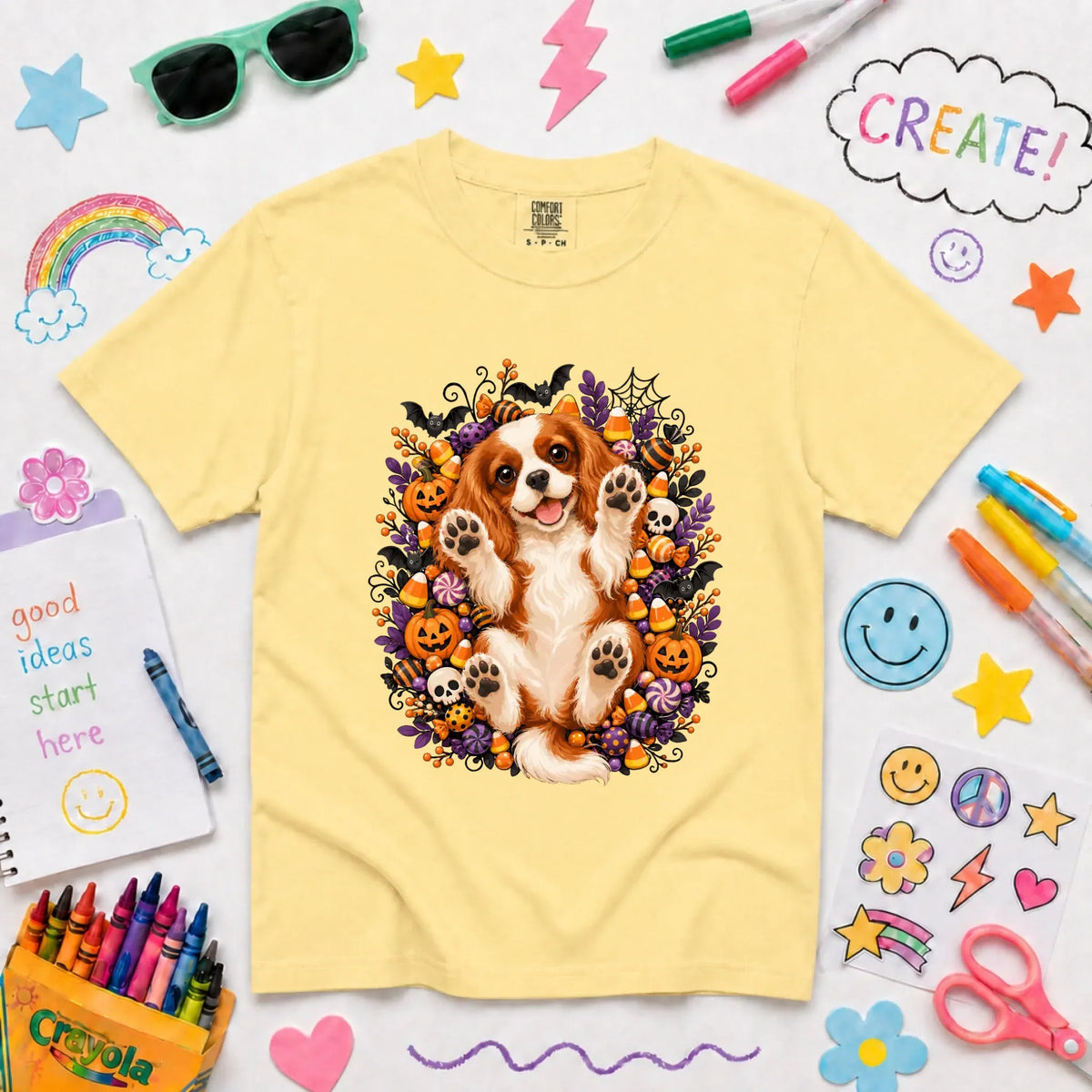 Custom YOUTH Halloween Cavalier Belly Rubs Unisex Tshirt NEW Youth Midweight Tee Butter