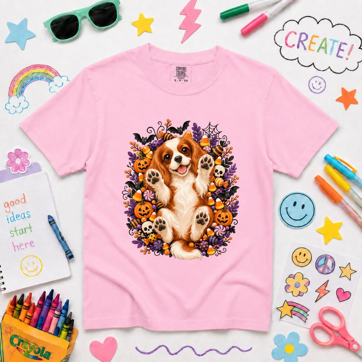 Custom YOUTH Halloween Cavalier Belly Rubs Unisex Tshirt NEW Youth Midweight Tee Blossom