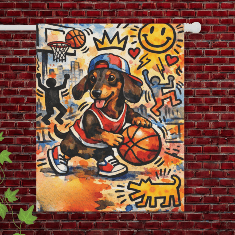 Dachshund Basketball Garden Yard Flag 24.5'' × 32''