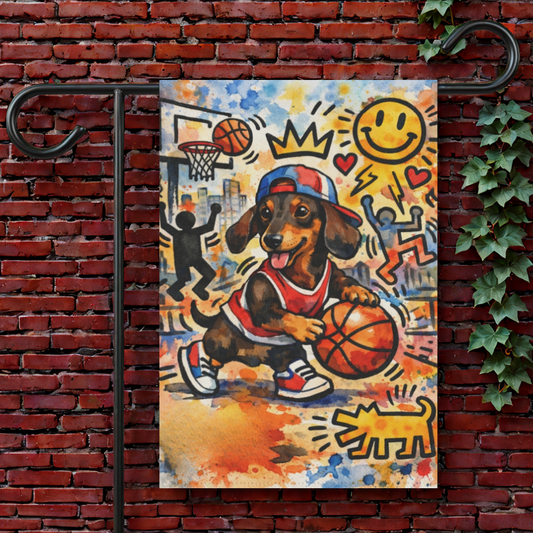 Dachshund Basketball Garden Yard Flag 12'' × 18''
