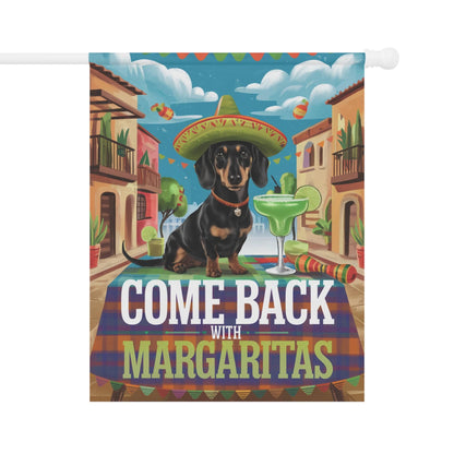Printify Garden Flag 24.5'' × 32'' Dachshund Black Tan Dog Garden Flag, Cinco de Mayo Fiesta, Margarita Drinking