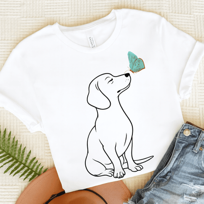 Dachshund Butterfly TShirt White