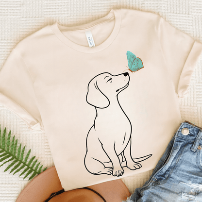 Dachshund Butterfly TShirt Natural