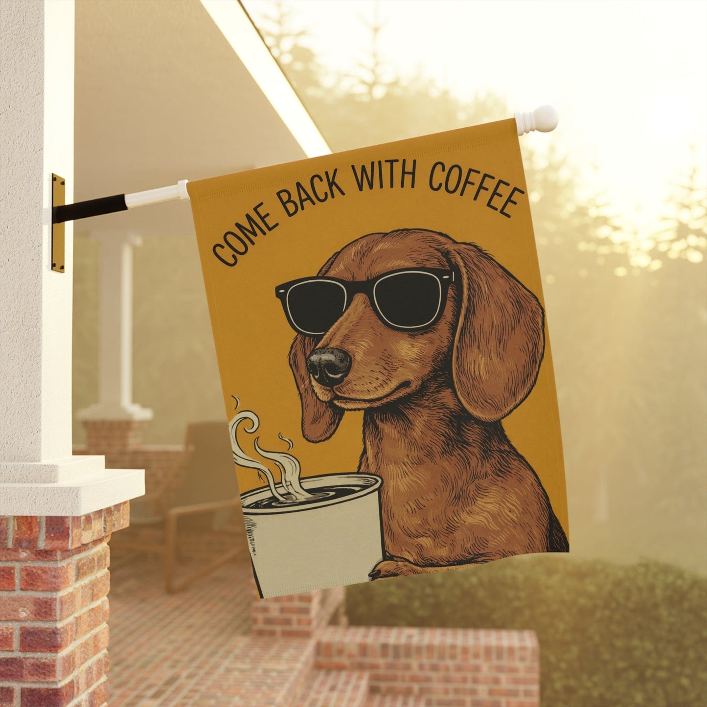 Dachshund Coffee Lover Dog Yard Flag