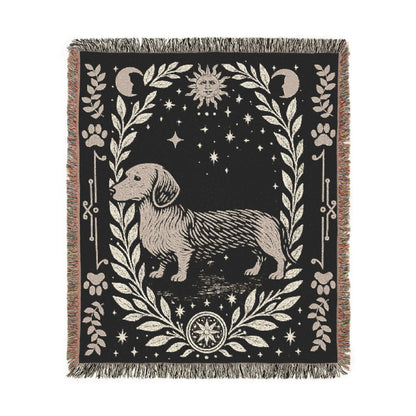 Printify Home Decor Dachshund Dog Celestial Woven Blanket