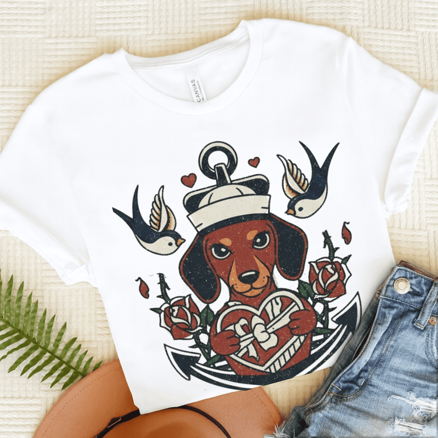 Dachshund Dog Sailor Love Unisex TShirt White