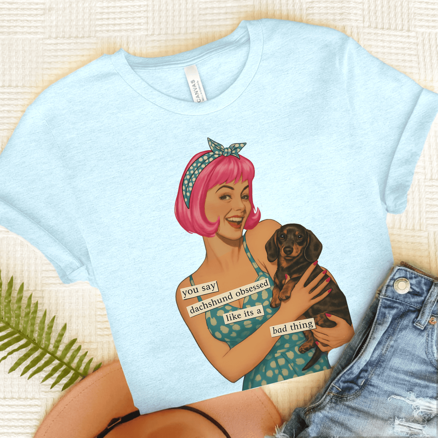 Dachshund Dog Snarky Unisex TShirt Heather Ice Blue