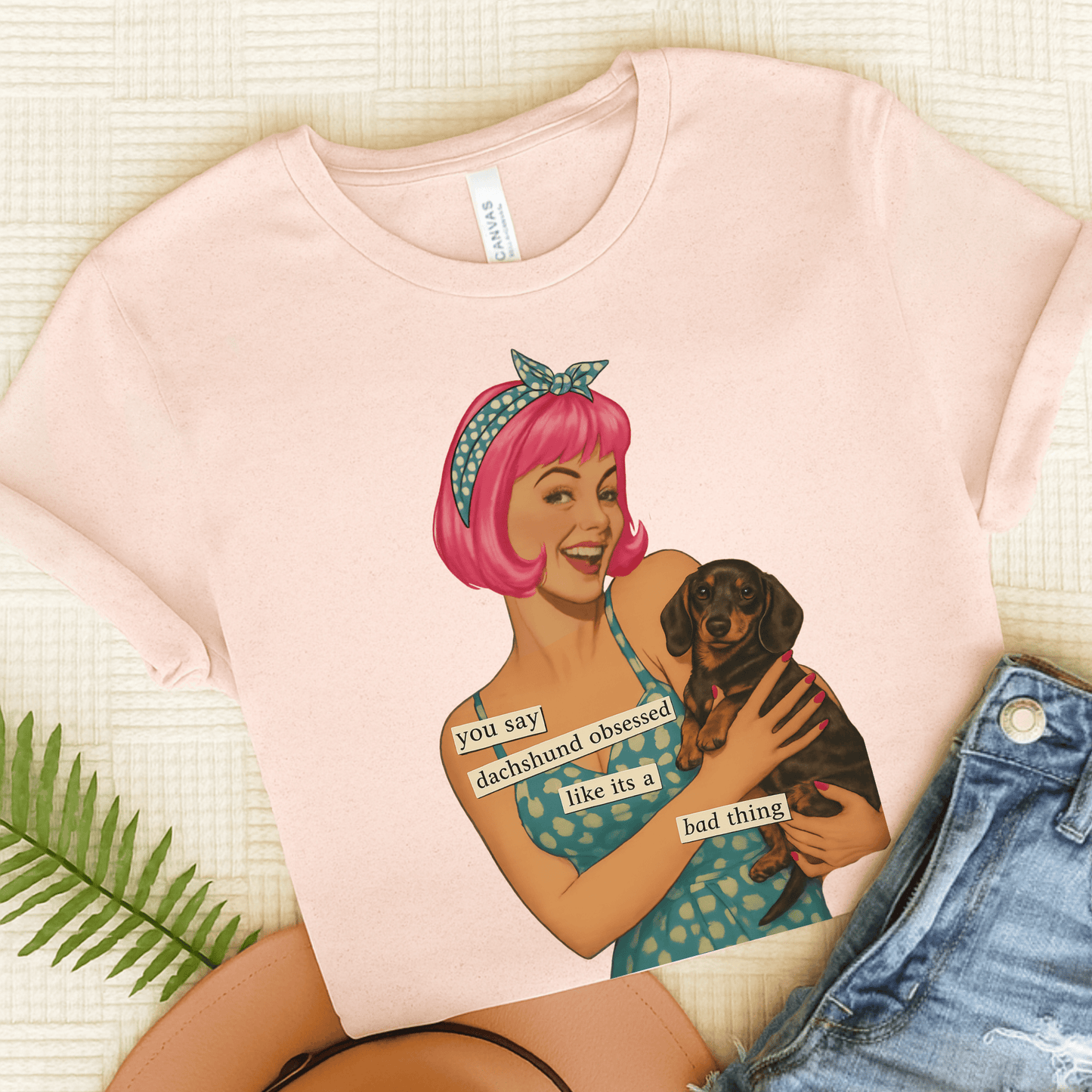 Dachshund Dog Snarky Unisex TShirt Soft Pink
