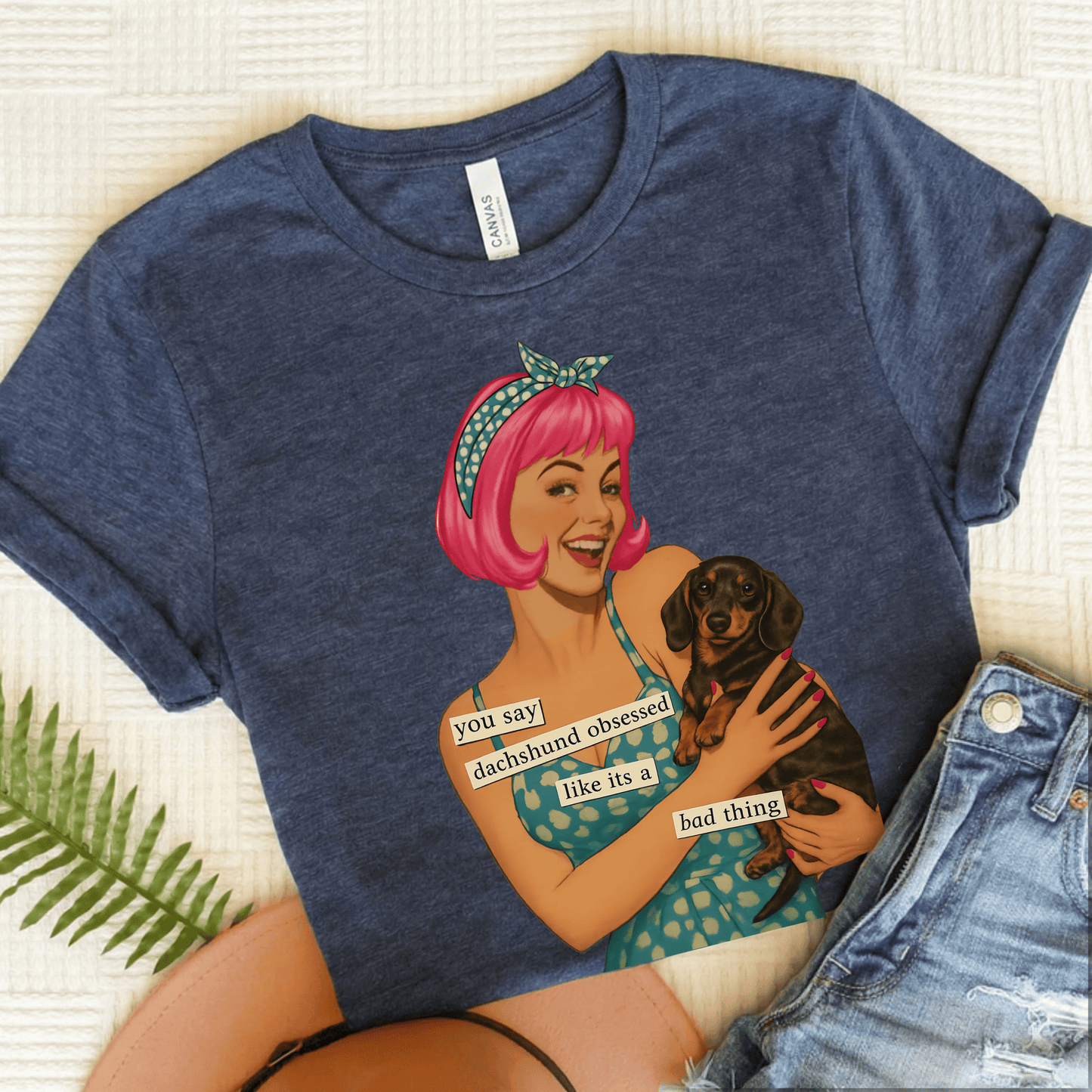 Dachshund Dog Snarky Unisex TShirt Heather Navy