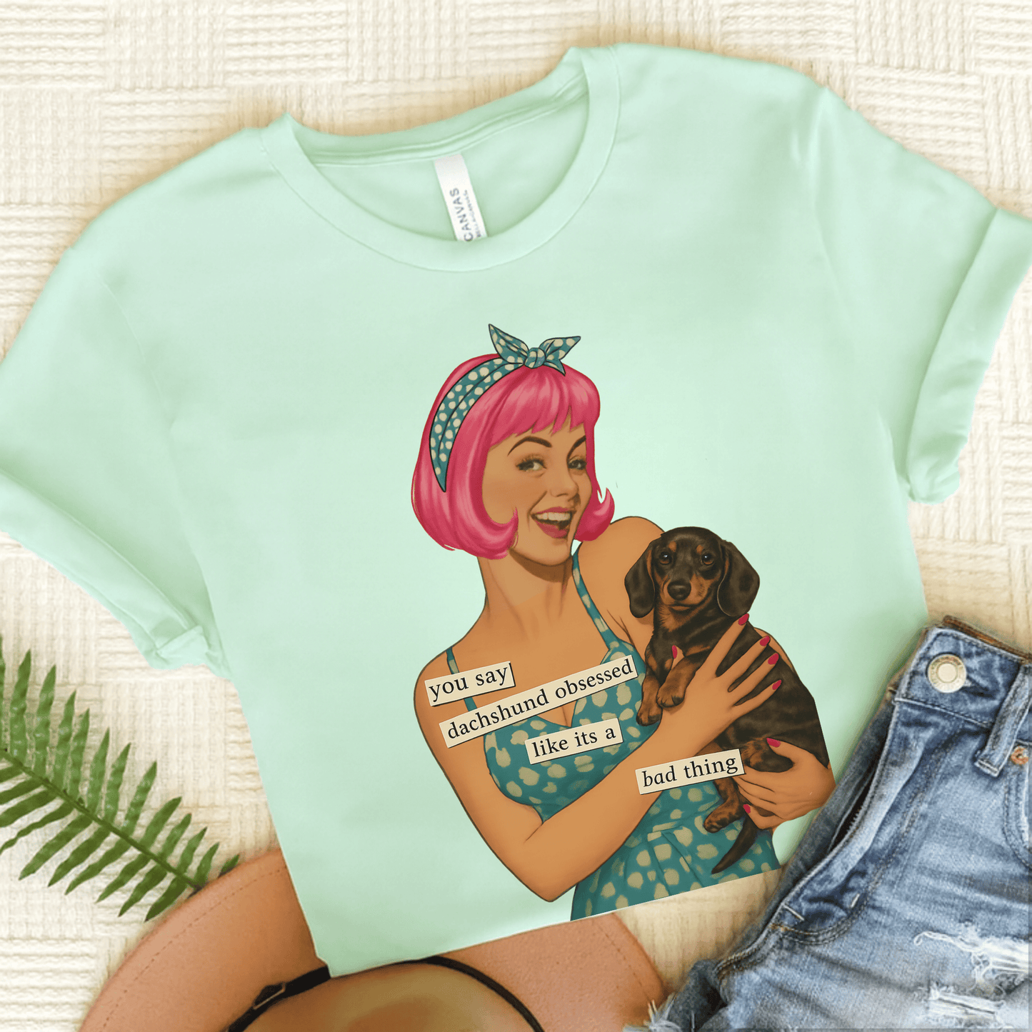 Dachshund Dog Snarky Unisex TShirt Heather Mint