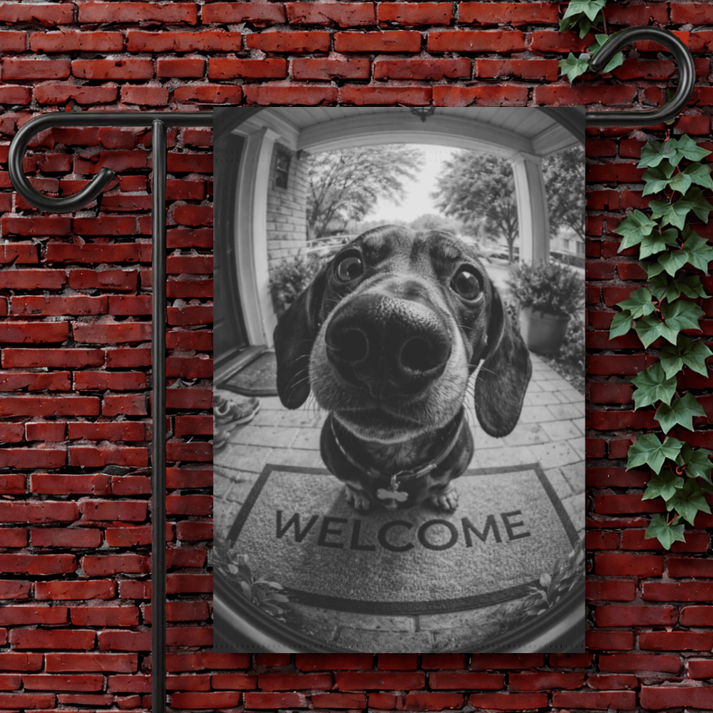 Dachshund Doorbell Camera Welcome Yard Flag 12'' × 18''
