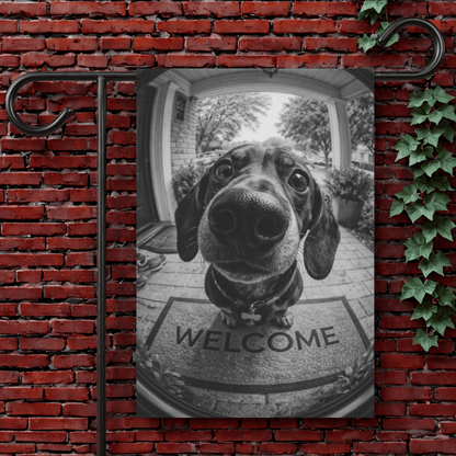 Dachshund Doorbell Camera Welcome Yard Flag 12'' × 18''