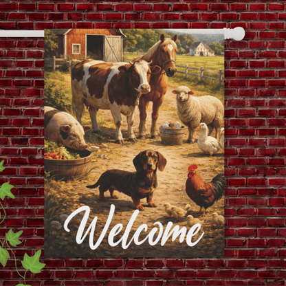 Dachshund Farm Animals Yard Flag 24.5'' × 32''