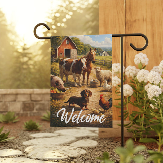 Dachshund Farm Animals Yard Flag