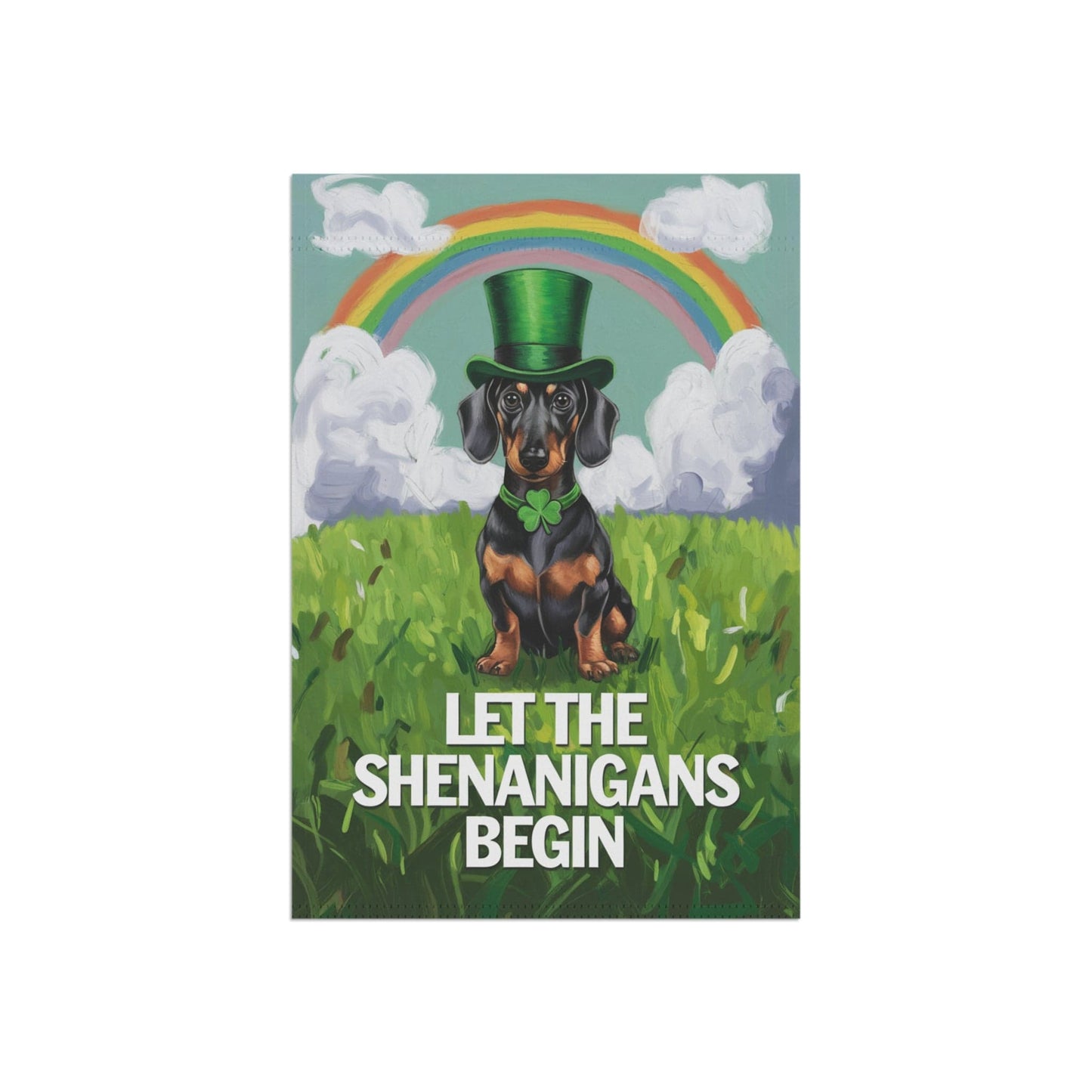 Printify Garden Flag Dachshund Garden Flag Saint Patricks Day Funny Wiener Dog Mom Dad
