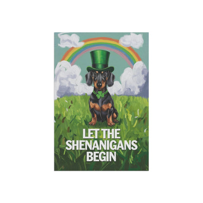 Printify Garden Flag Dachshund Garden Flag Saint Patricks Day Funny Wiener Dog Mom Dad