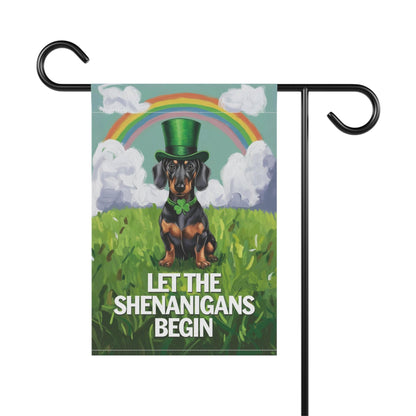 Printify Garden Flag Dachshund Garden Flag Saint Patricks Day Funny Wiener Dog Mom Dad