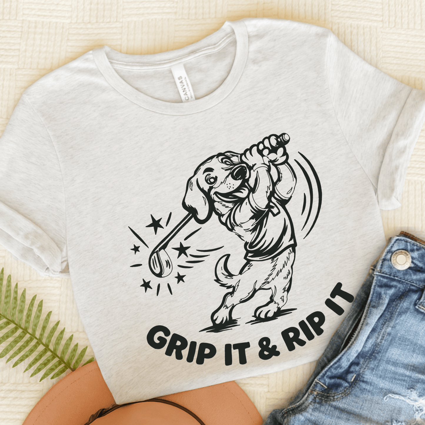 Dachshund Golf Grip it Unisex Tshirt Ash