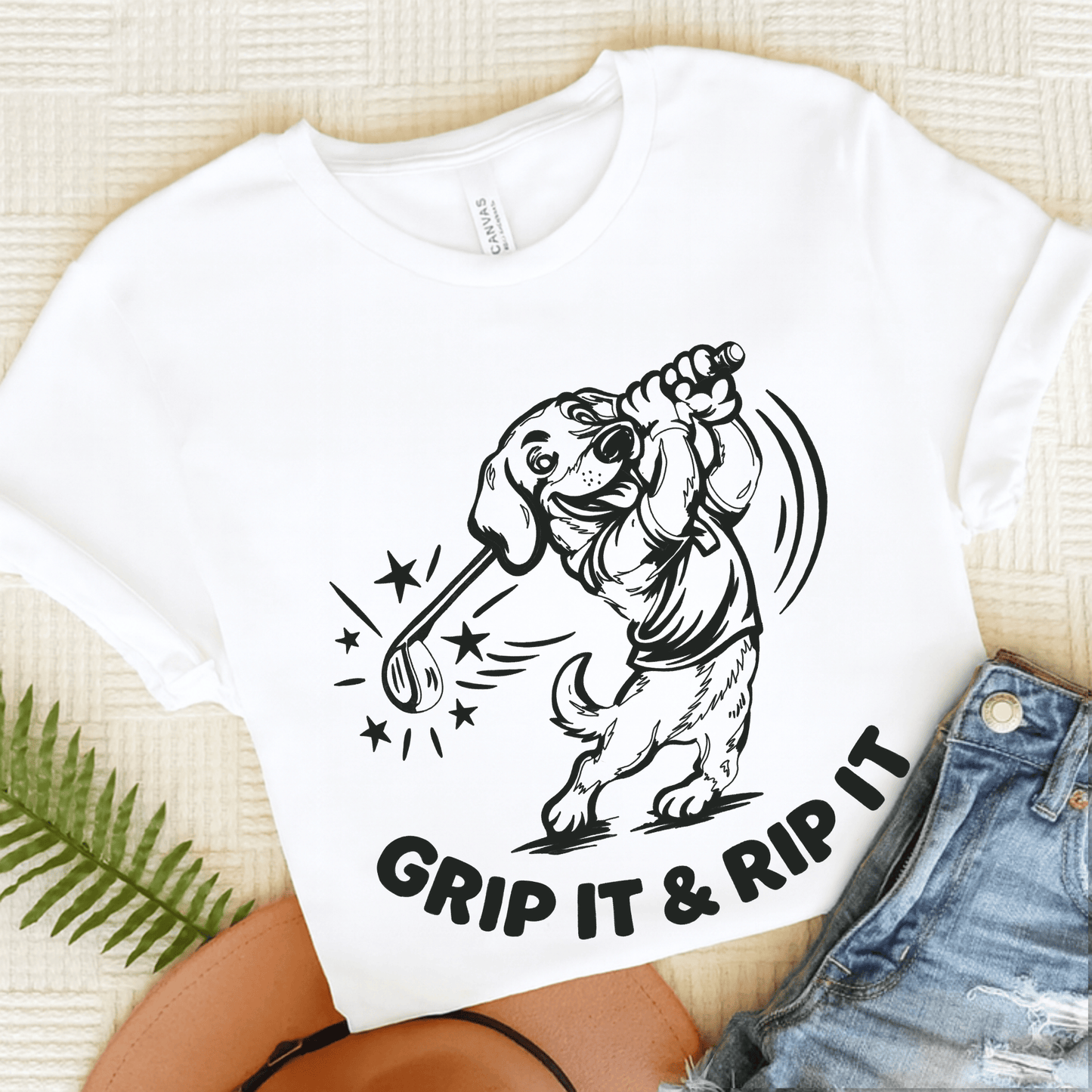 Dachshund Golf Grip it Unisex Tshirt White
