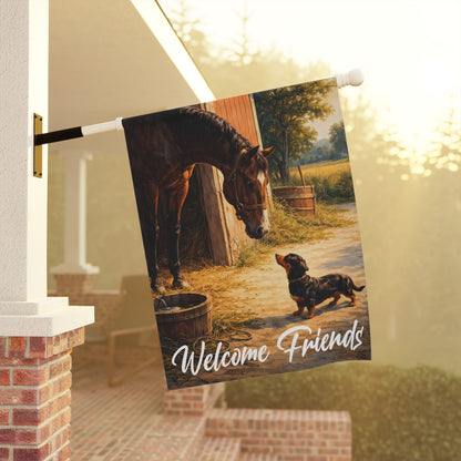 Dachshund Horse Barn Yard Garden Flag