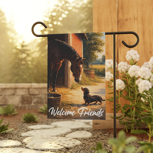 Dachshund Horse Barn Yard Garden Flag