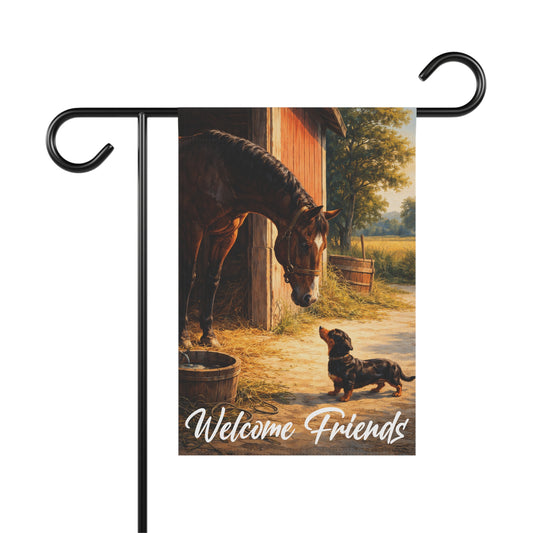 Dachshund Horse Barn Yard Garden Flag