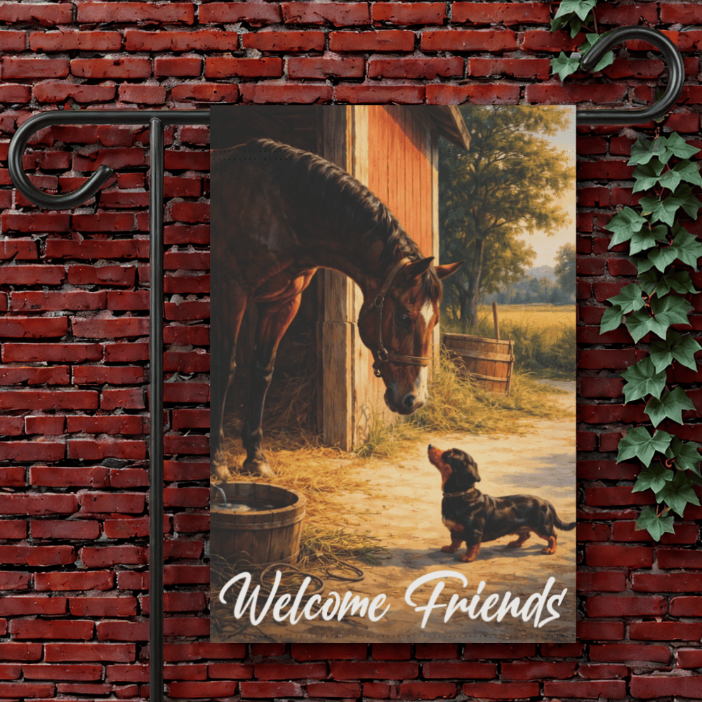 Dachshund Horse Barn Yard Garden Flag 12'' × 18''