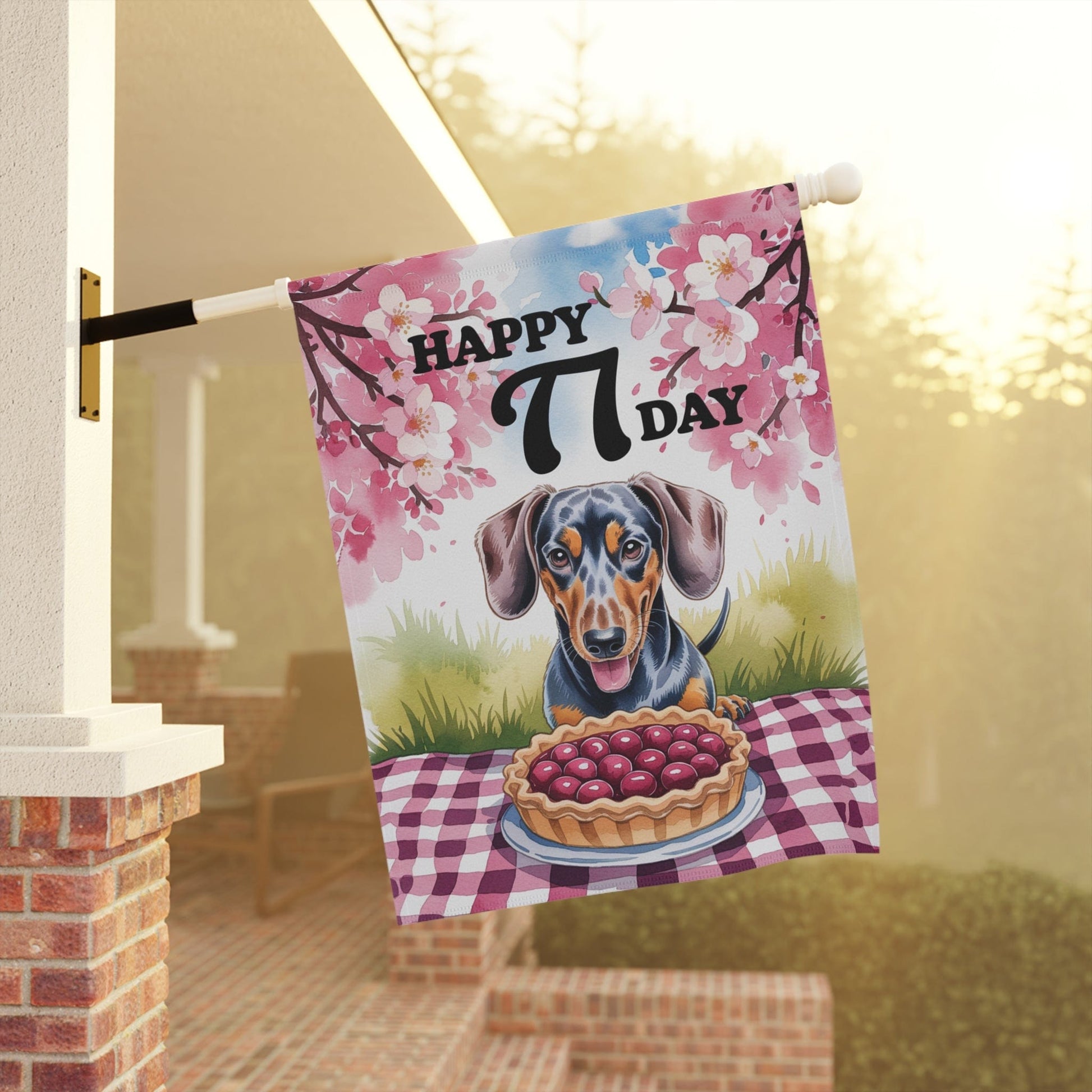 Printify Garden Flag Dachshund Pi Day Yard Flag, Home Decorative Garden, Funny Dog Lovers