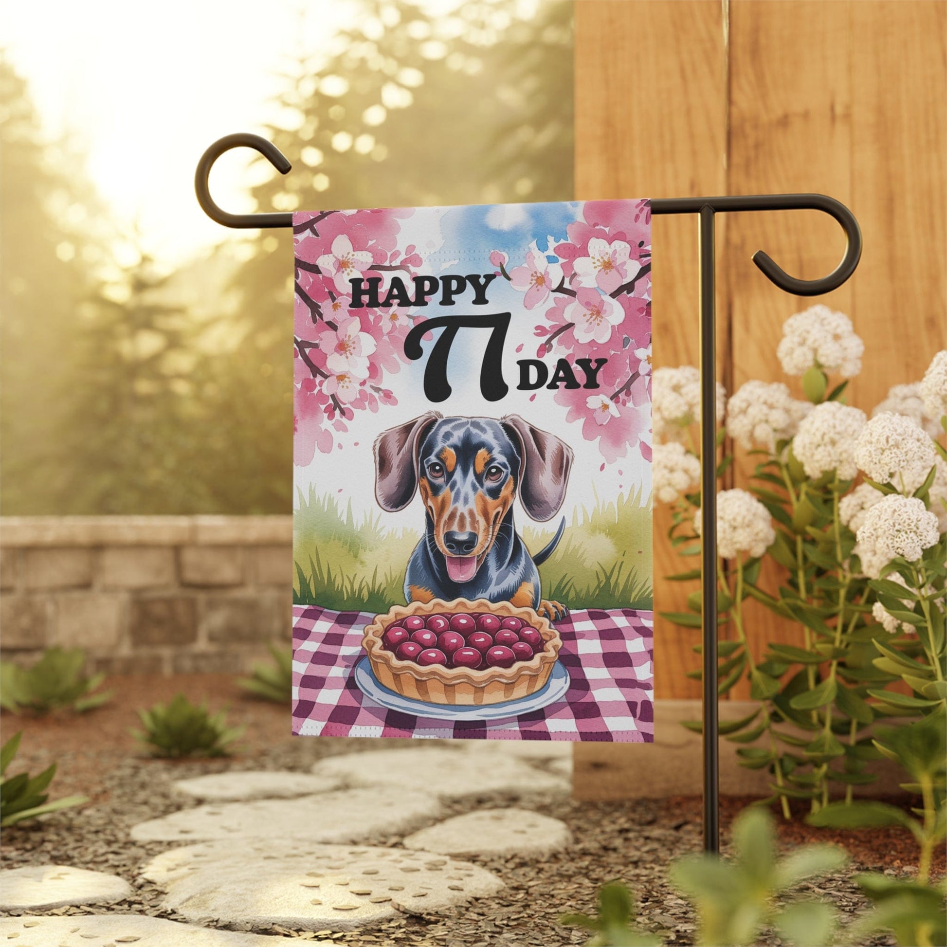 Printify Garden Flag Dachshund Pi Day Yard Flag, Home Decorative Garden, Funny Dog Lovers